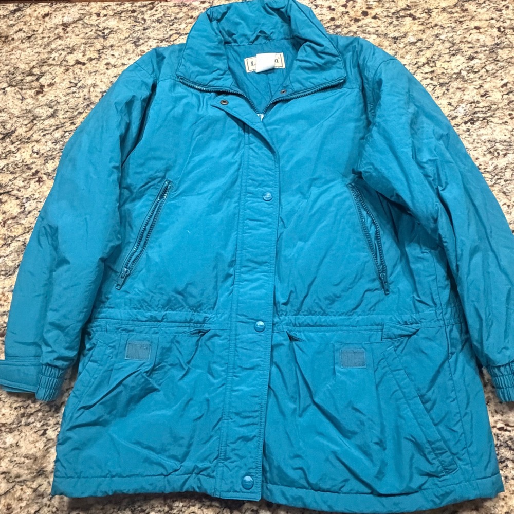 Vintage LL Bean Womens Teal Blue Insulated Parka Jacket Medium R756 Nylon Korea